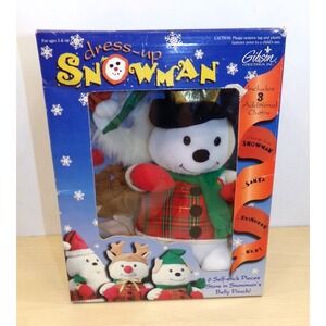 Gibson Greetings Dress Up Snowman Plush 1998 w/ 3 Outfits Self Stick Christmas‎